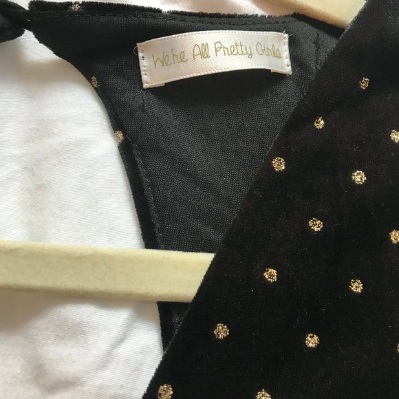 Black Long Sleeve Romper with Gold Poka Dots - Picture 3 of 3